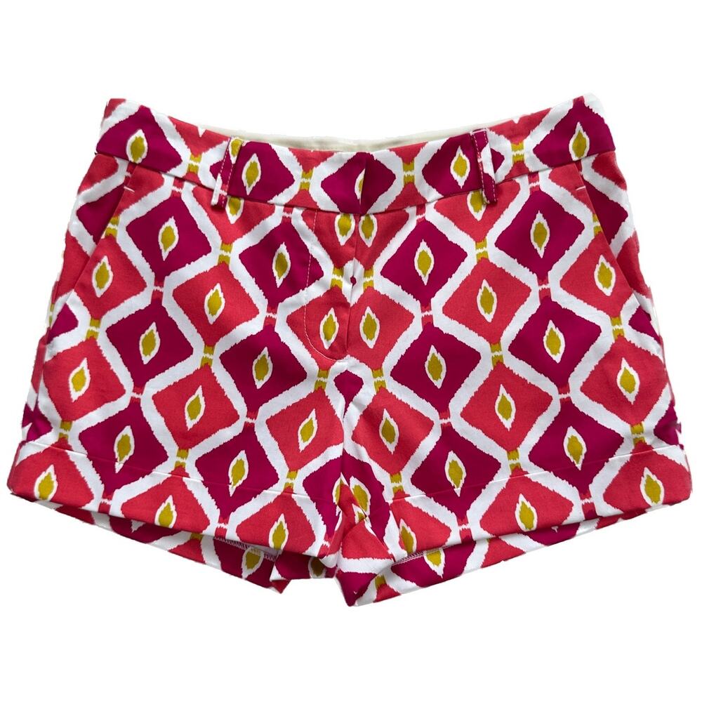 NWT Tory Burch Pink Diamond Print High Rise Flint Shorts Size 4
